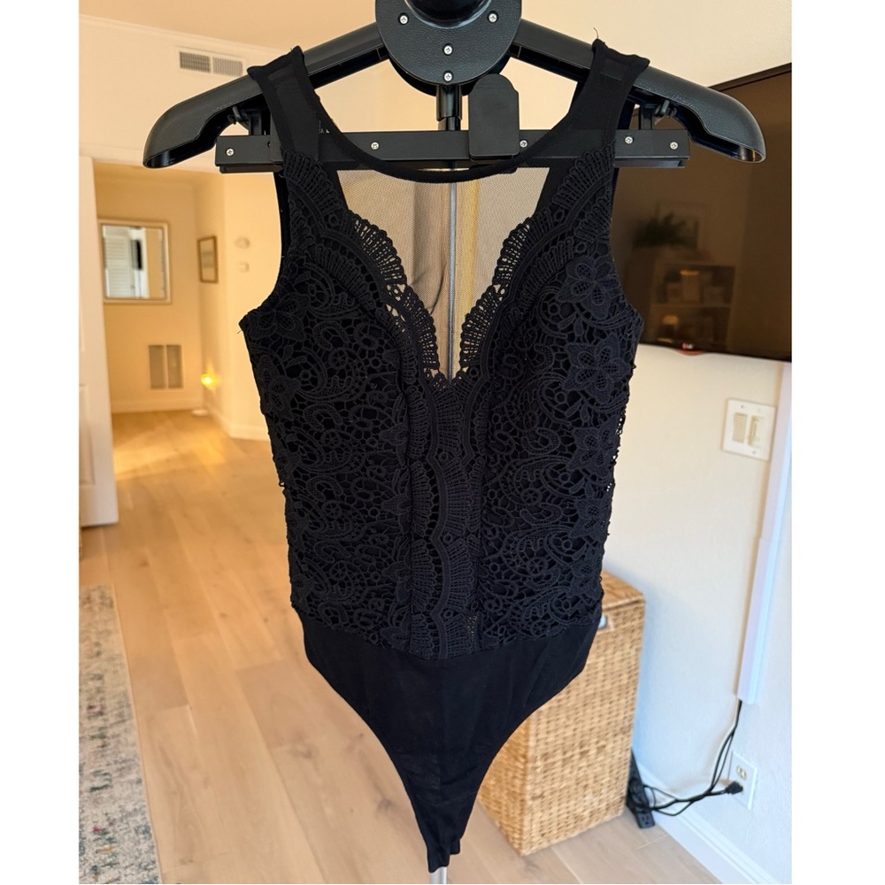 Black Lace and Mesh Bodysuit